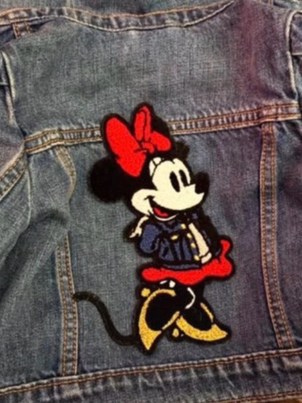 Denim Jeans Jacket with Red Minnie Mouse Patch